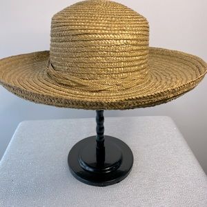 Brown sunhat hat with floral accents